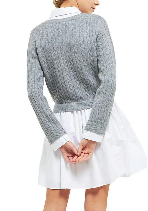 Grey Lab Lab Cable Knit Down Mixed Media Dress 2
