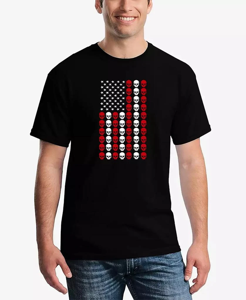 LA Pop Art Men's Skull Flag Word Art T-Shirt 1