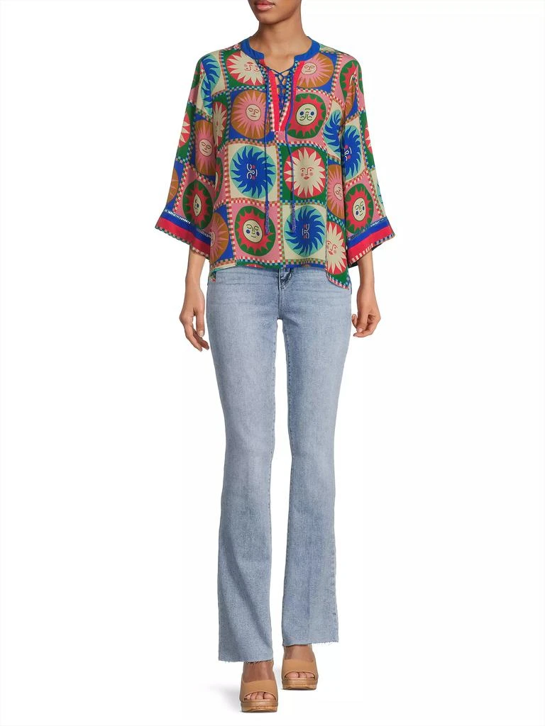 Johnny Was Lionora Front Tie Villa Silk Blouse 2