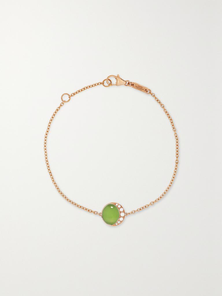 David Morris Fortuna 18k 玫瑰金、绿玉髓、钻石手链