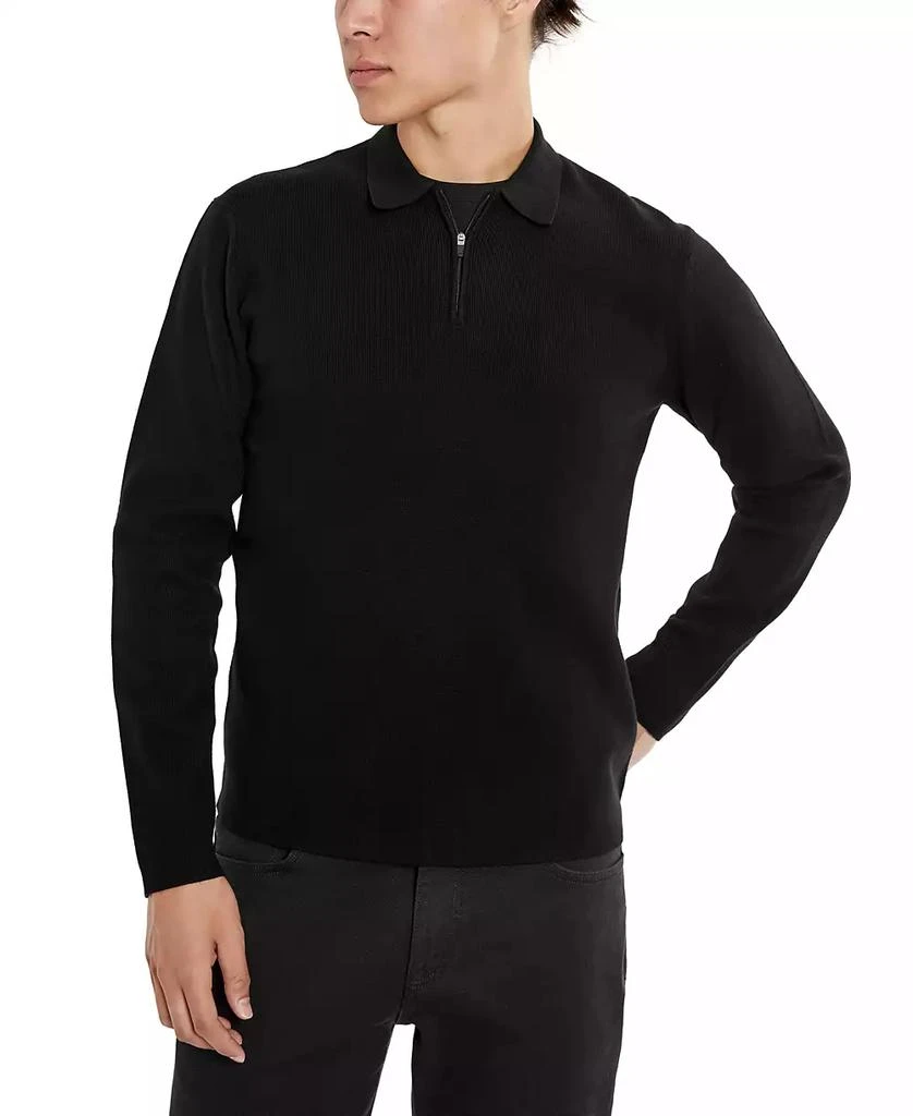Kenneth Cole Men's Slim-Fit Zip-Placket Long Sleeve Polo Sweater 1