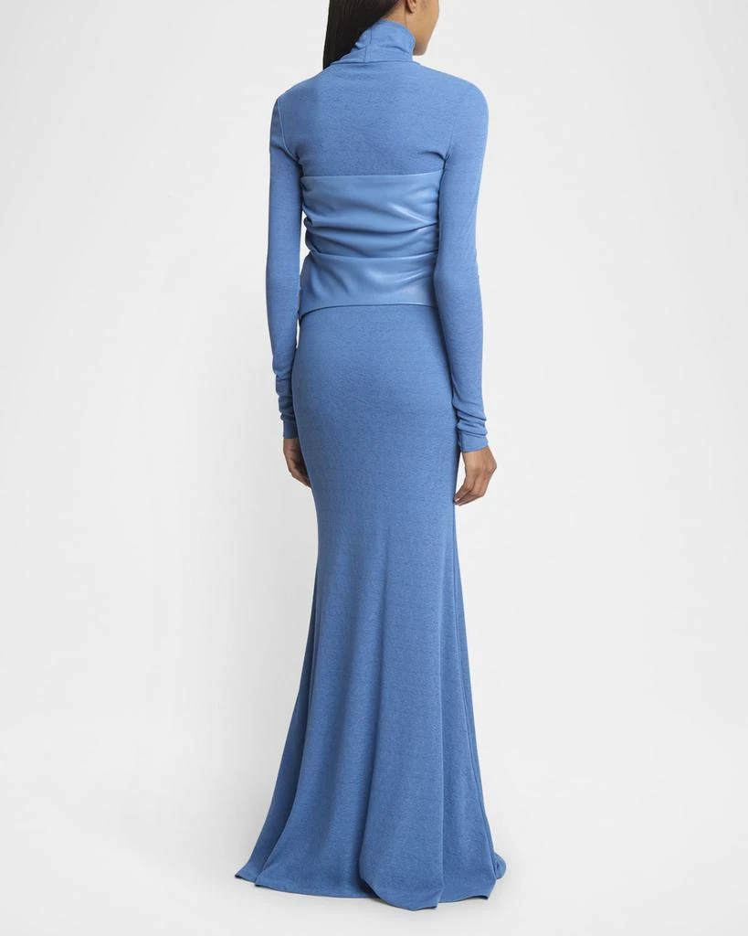 Nanushka Amabel Turtleneck Alt-Leather Combo Maxi Dress 6