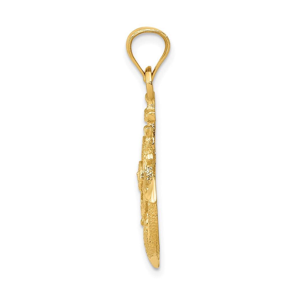 Diamond2Deal 10k Yellow Gold Satin Diamond-cut Anchor Pendant