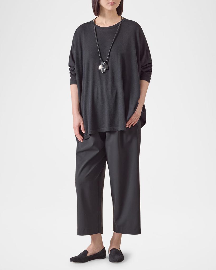 Eskandar Ultrafine Cashmere Wide Round-Neck Sweater (Mid Plus Length)