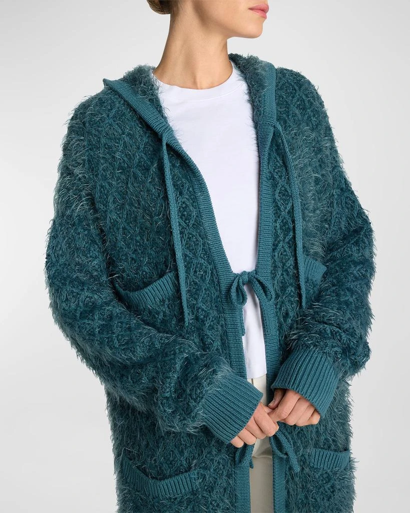 St. John Eyelash Diamond-Knit Long Hooded Cardigan 1