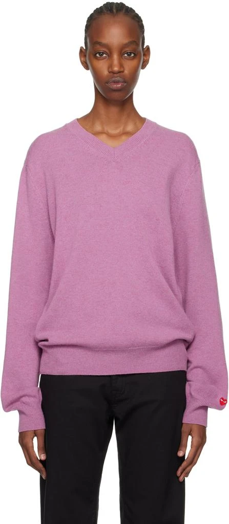 Comme des Garcons Purple Small Heart Sweater 1