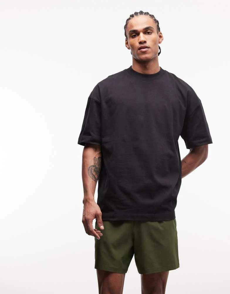 4505 4505 heavyweight cotton oversized t-shirt with back graphic and quick dry finish in black 2