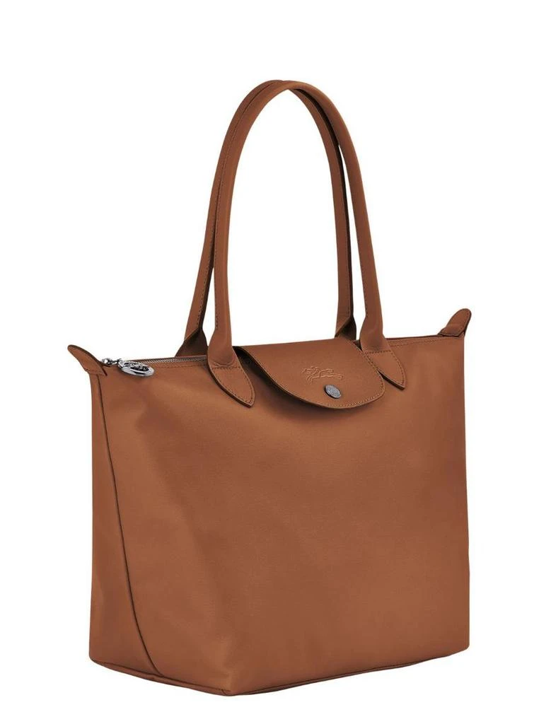Longchamp 'M Le Pliage Original' Brown Handbag With Embossed Logo In Canvas Woman 2