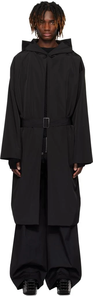 Rick Owens Black Hollywood Hooded Robe Coat