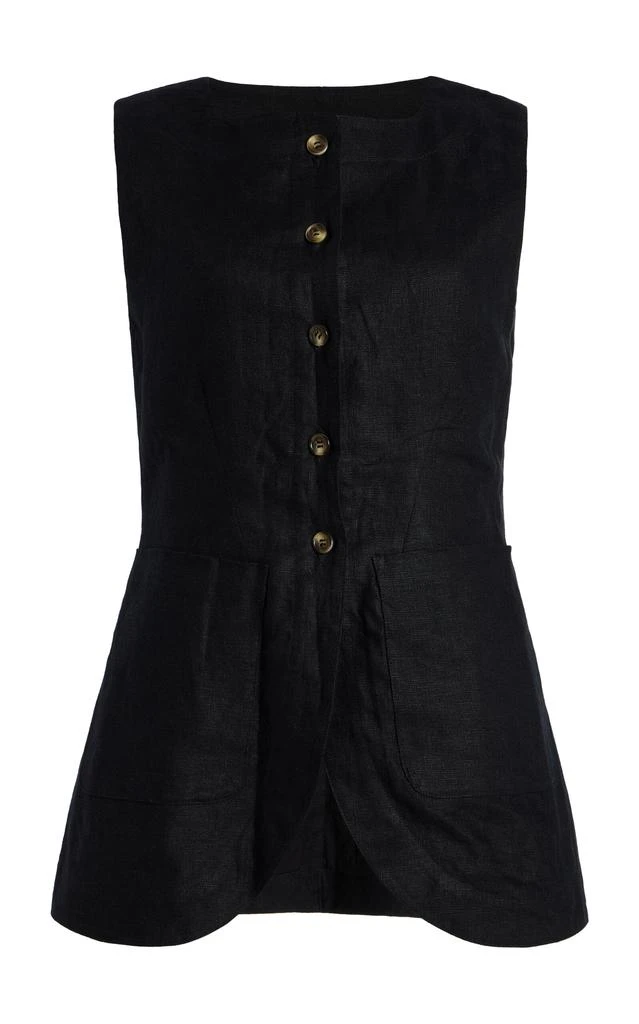 Posse Posse - Emma Linen-Blend Vest - Black - S - Moda Operandi 1
