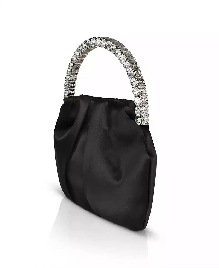 Badgley Mischka Audrey Satin Pouch with Rhinestone Handle Clutch 2