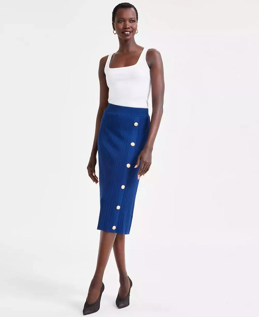 INC International Petite Button-Detail Sweater Skirt, Exclusively at Macy's 5