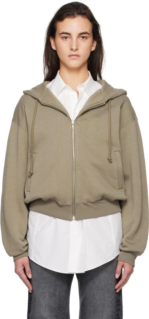 AURALEE Taupe Smooth Soft Sweat Hoodie 1