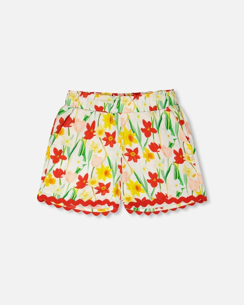 Deux par Deux Viscose Shorts White Daffodil Print