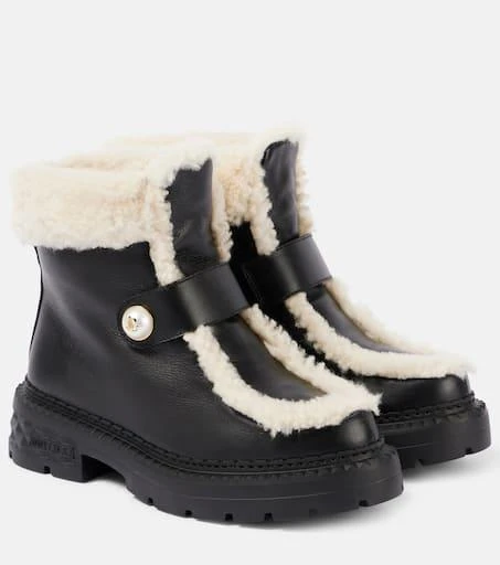 Jimmy Choo Shea shearling-lined leather ankle boots 1