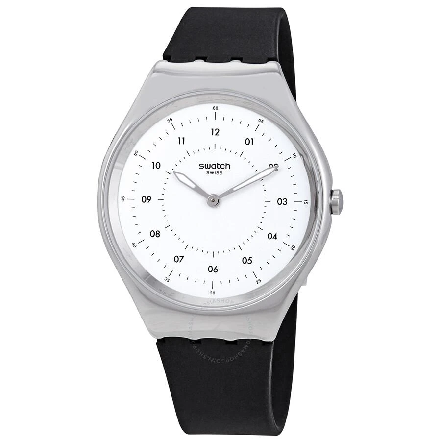 Swatch Skinnoiriron White Dial Black Rubber Unisex Watch SYXS100 1