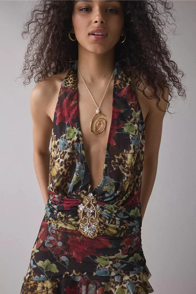 Jaded London Jaded London Cindy Plunge Halter Open-Back Mini Dress 3