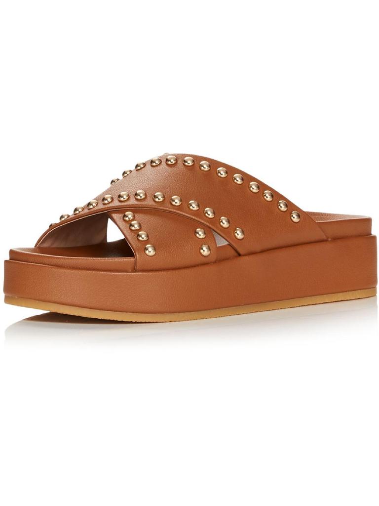 Aqua Krisa Womens Faux Leather Criss-Cross Front Footbed Sandals