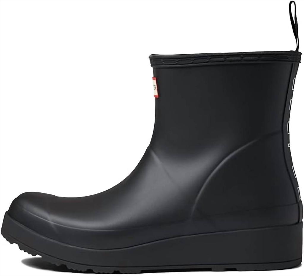 Hunter Women's Play Short Backstrap Rain Boot In Black/white