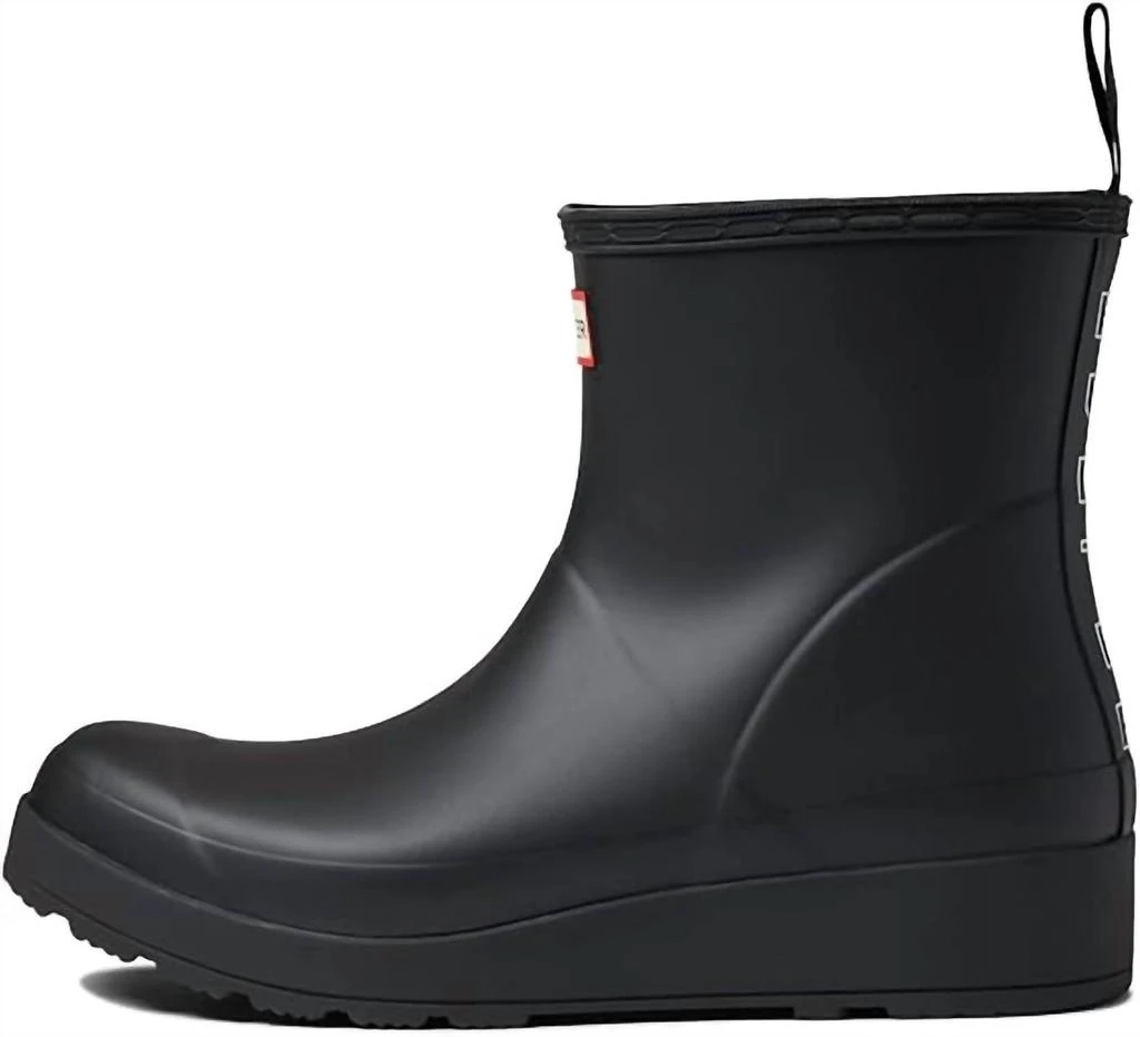 Hunter Women's Play Short Backstrap Rain Boot In Black/white 2