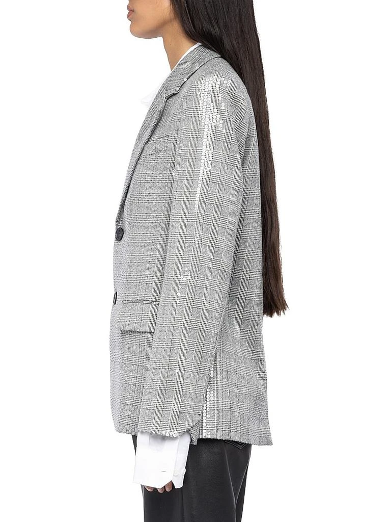 ZADIG & VOLTAIRE Vanille Car Sequined Plaid Blazer 4