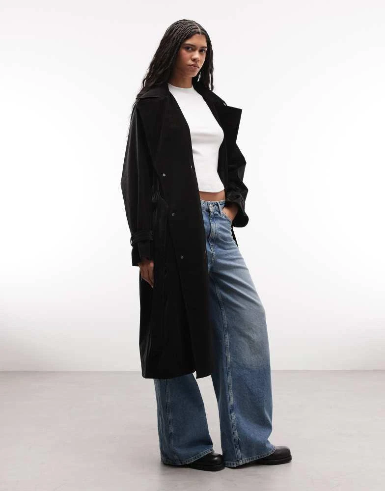 RAINS Rains 12620 waterproof belted double breasted trench coat in black crocodile