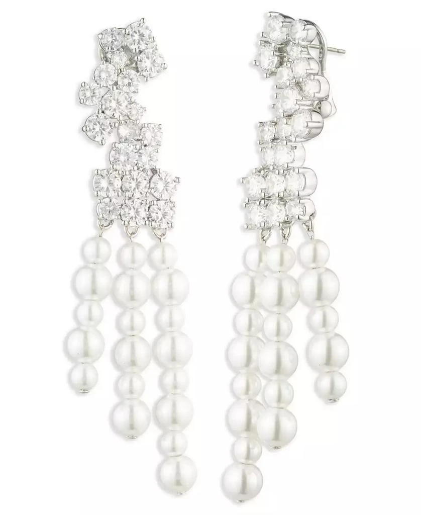 Givenchy Silver-Tone Crystal & Imitation Pearl Chandelier Earrings 1