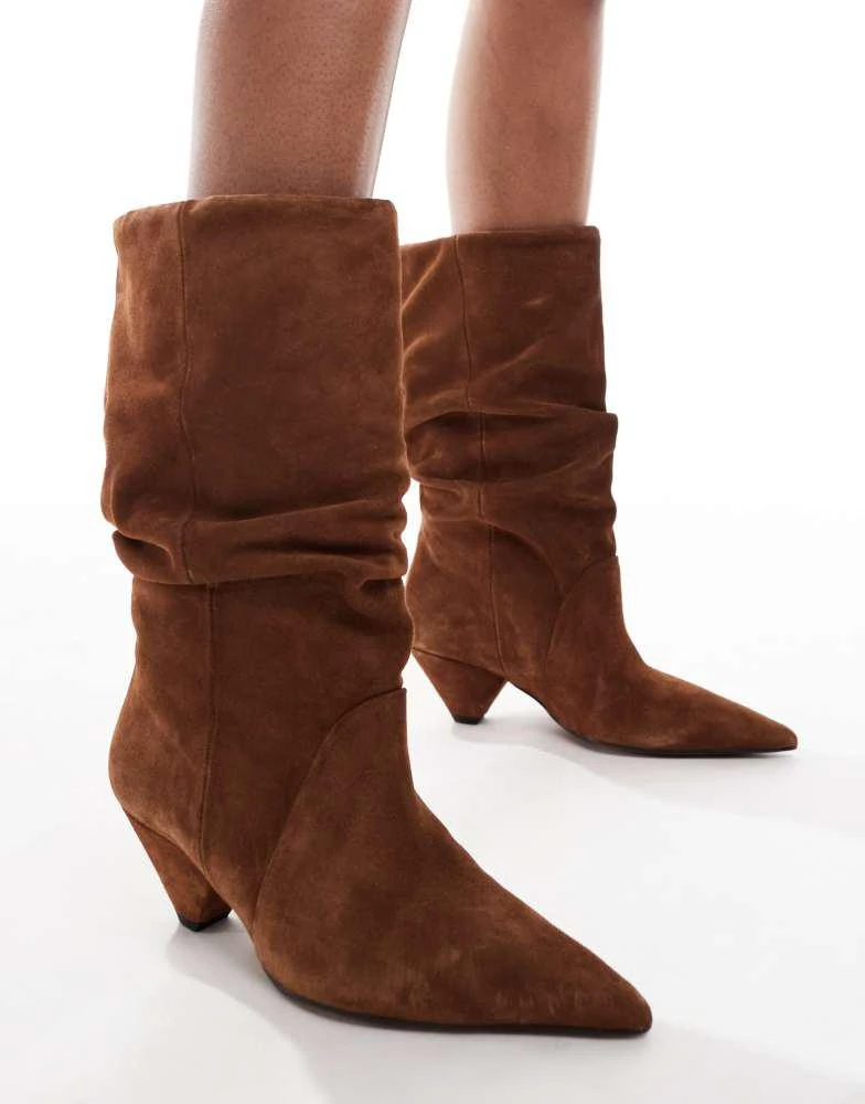 ASOS ASOS DESIGN Restless premium slouch boot in tan suede 2