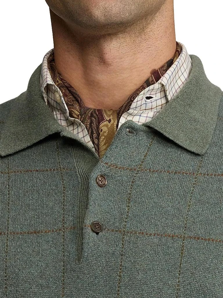 Ralph Lauren Plaid Cashmere-Wool Polo-Collar Sweater 10