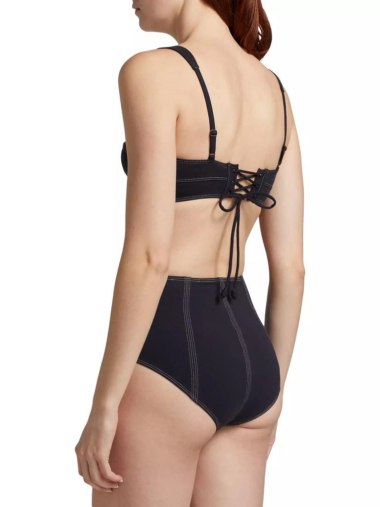 Ulla Johnson Ravello Lace-Up Bustier Bikini Top 4