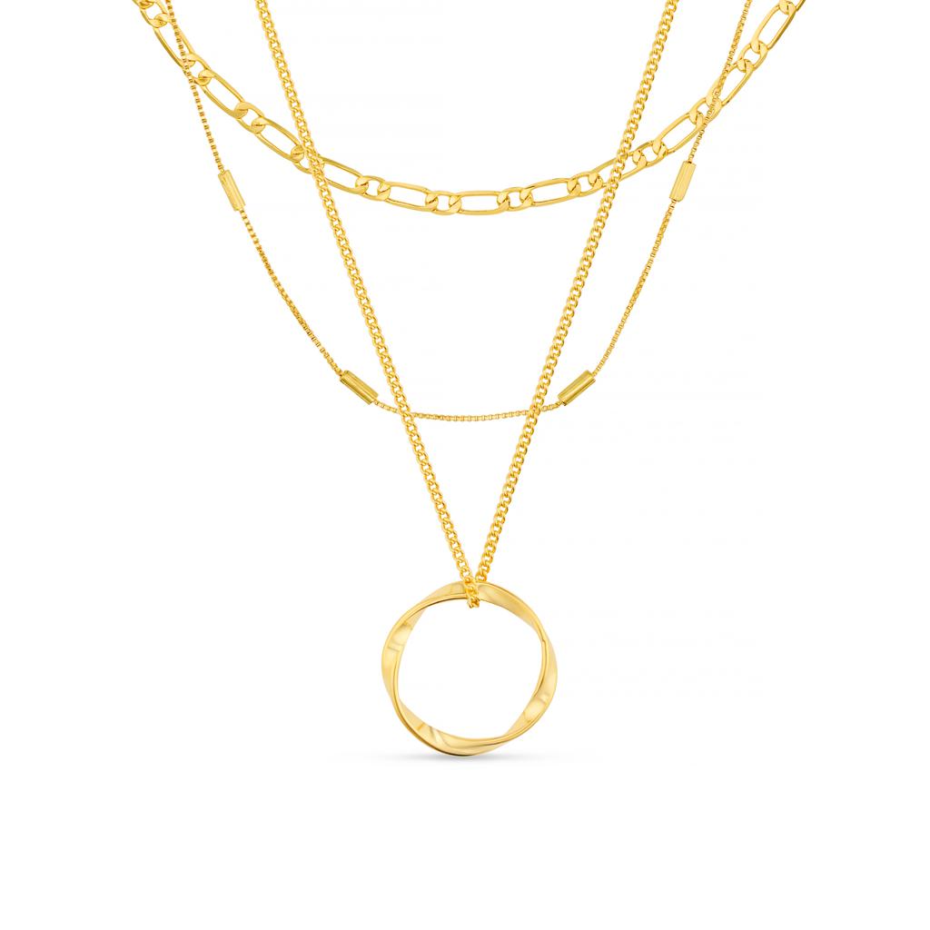 Orelia London Open Circle Three Row Necklace