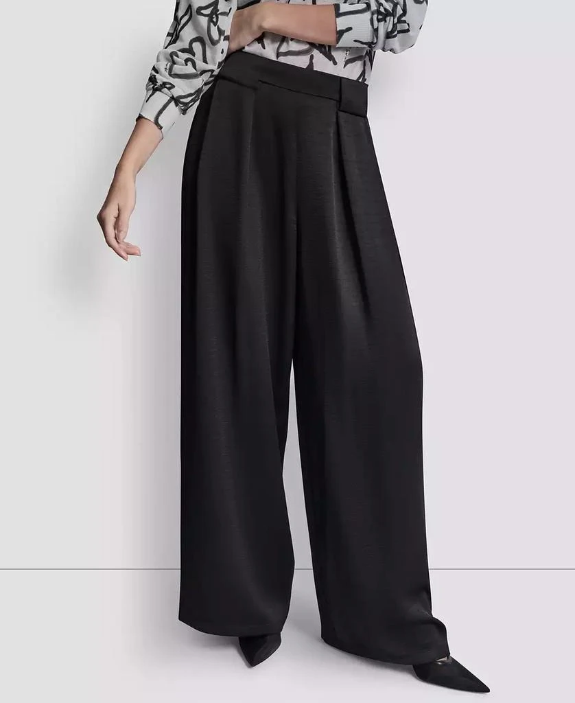 DKNY Women
s Pleated Wide-Leg Pull-On Pants