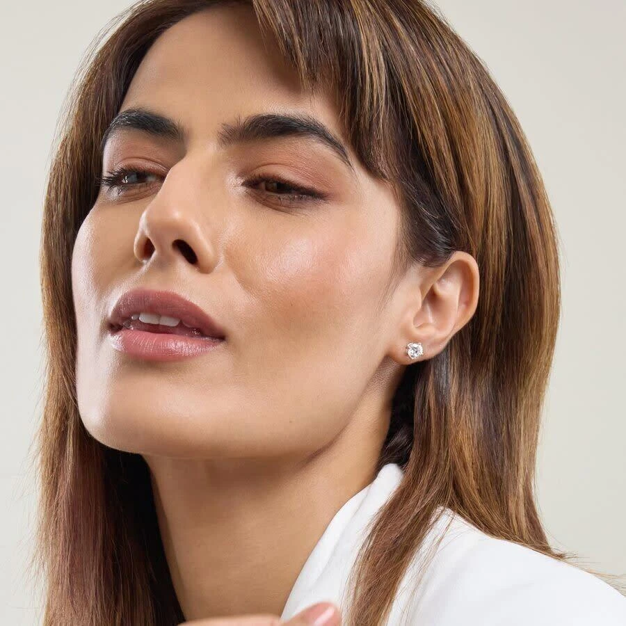 Brilliant Diamond 14K White Gold IGI Certified 2 Carat Round Cut Lab Grown Diamond Stud Earrings for Women 2