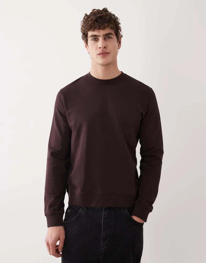 ARKET ARKET minimal jersey sweatshirt with crew neck in brown