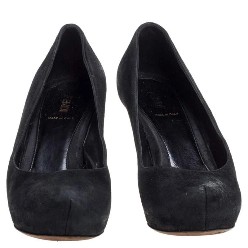 Fendi Fendi Black Suede Zucca Heel Platform Pumps Size 38 3