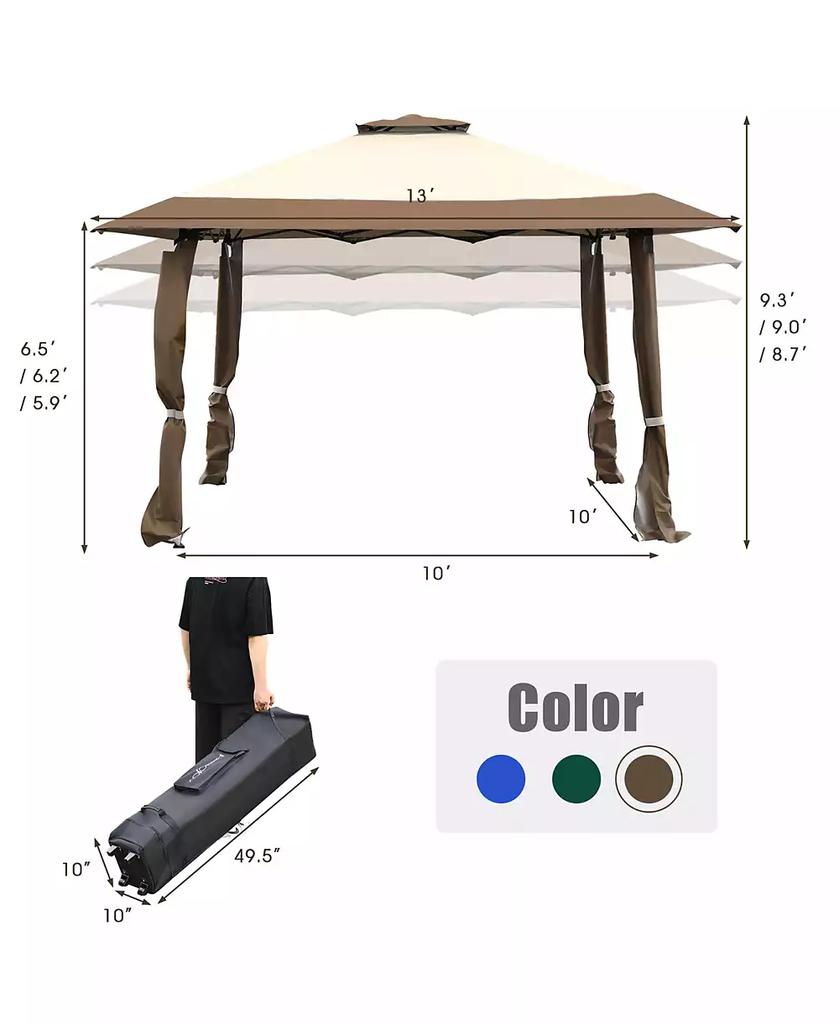Costway 13'x13'  Gazebo Canopy Shelter Awning Tent Patio Garden Outdoor Companion