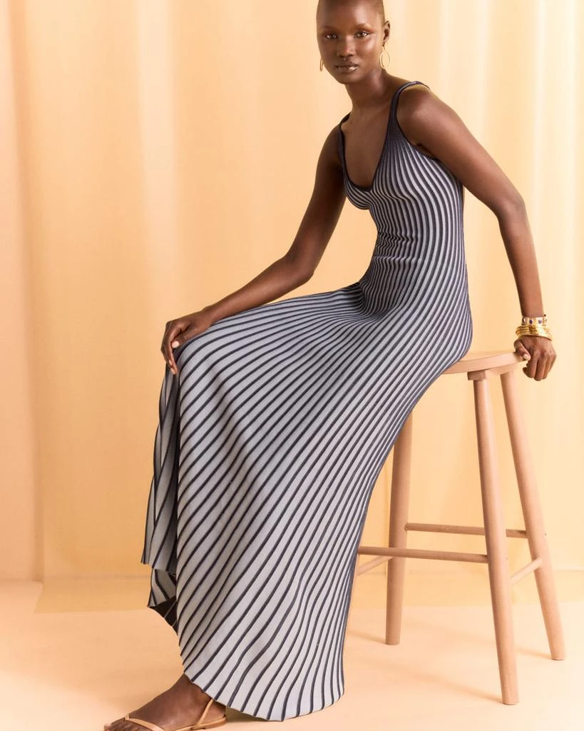 Staud Claretta Backless Pleated Rib-Knit Dress 2