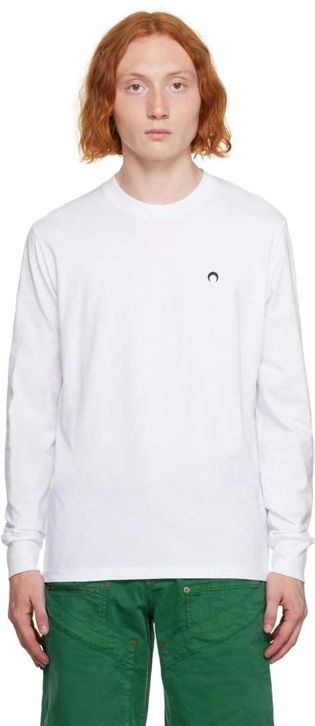 MARINE SERRE White Embroidered Long Sleeve T-Shirt 1
