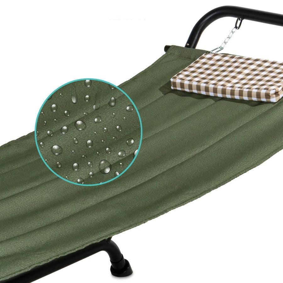 QuikFurn Green Waterproof Patio Hammock w/ Stand Pillow Storage Pockets