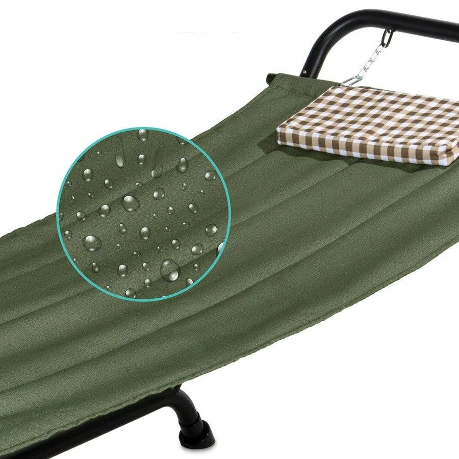 QuikFurn Green Waterproof Patio Hammock w/ Stand Pillow Storage Pockets 2