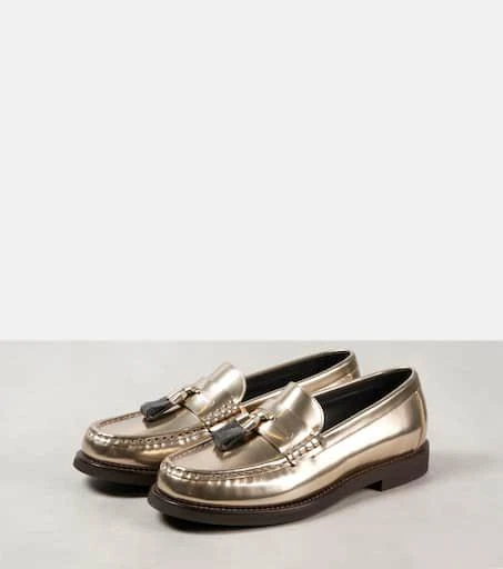 Brunello Cucinelli Metallic leather penny loafers 4