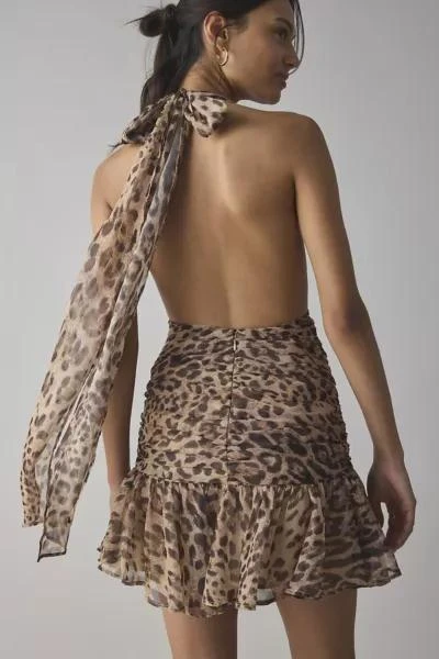 Bardot Bardot Mave Leopard Print Halter Neck Mini Dress 2