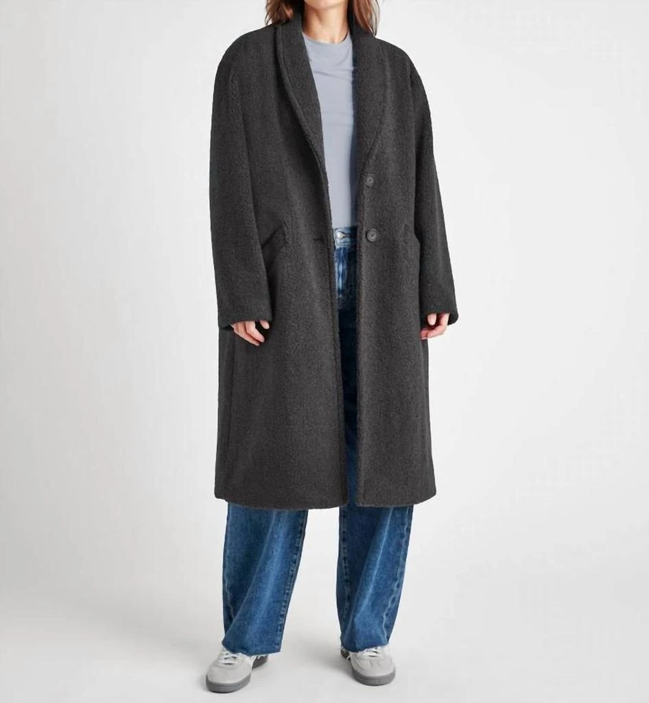 Splendid Sivan Double Breasted Boucle Coat In Lead 1
