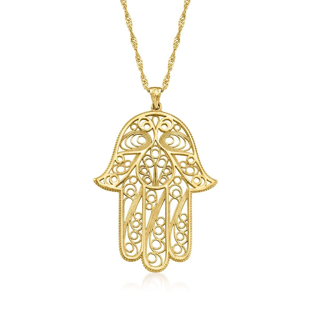 Ross-Simons 18kt Gold Over Sterling Filigree Hamsa Pendant Necklace 1