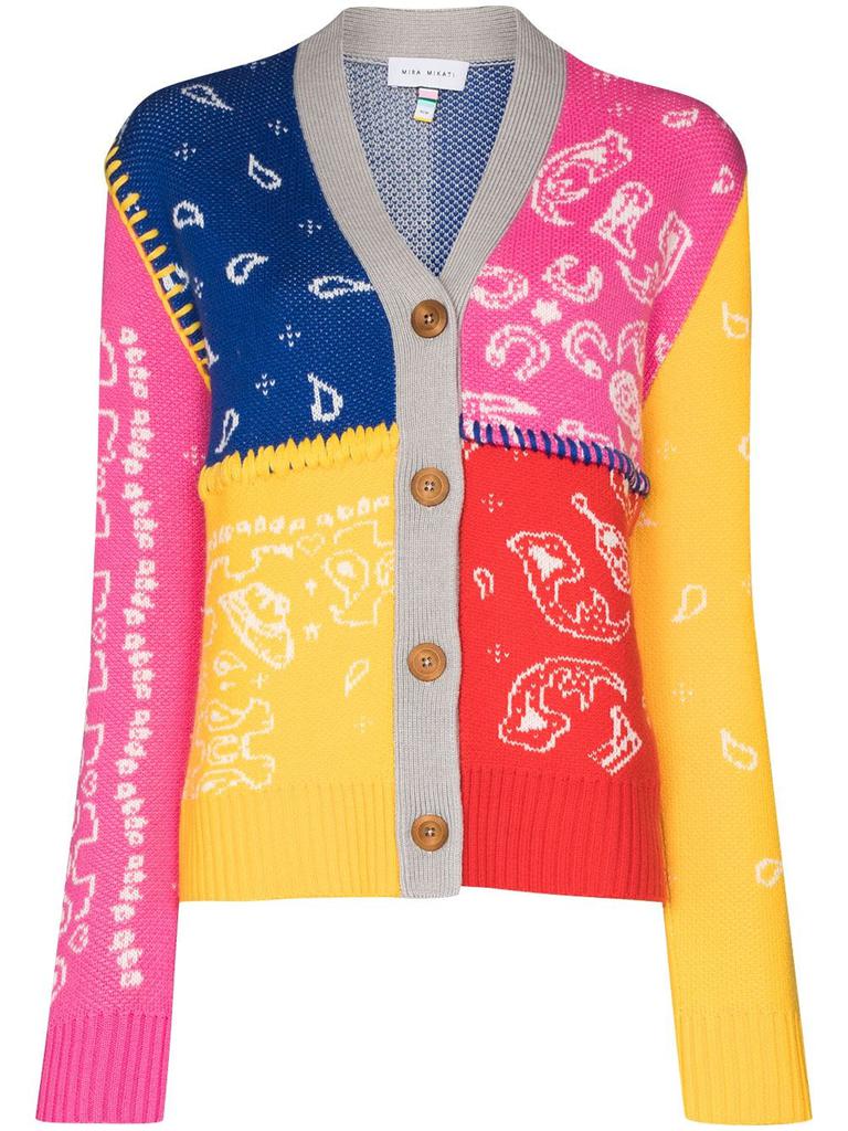 MIRA MIKATI colour block paisley pattern cardigan - women