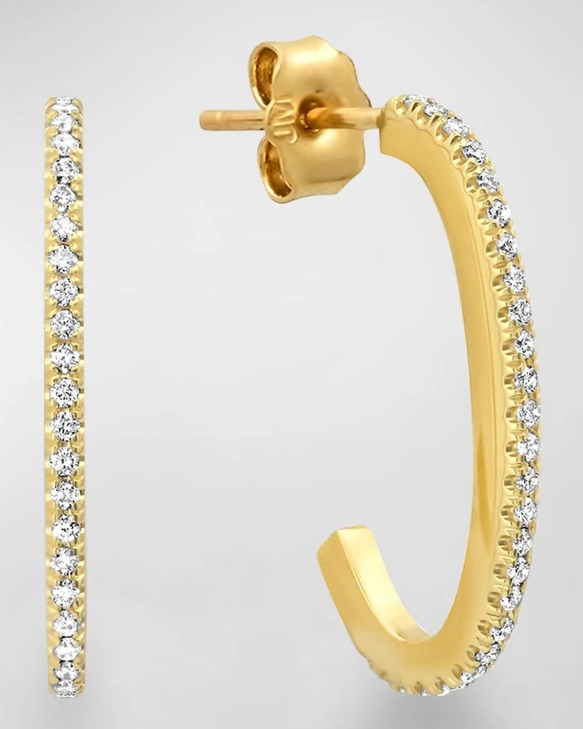 Jennifer Meyer Small Elongated Edith Hoop Earrings with Diamond Pave 1