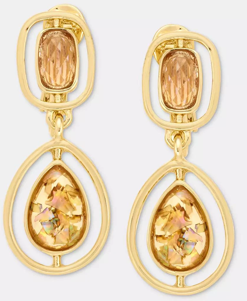 Anne Klein Double Stone Clip-On Drop Earrings