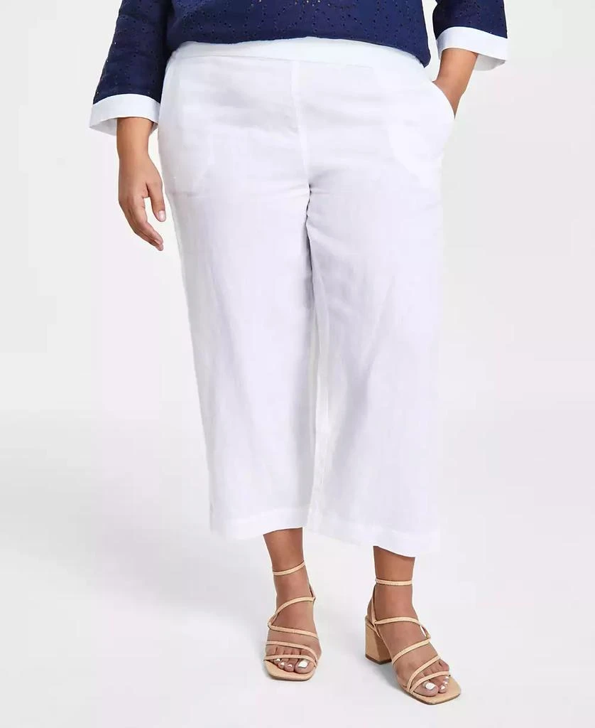 Charter Club Plus Size 100% Linen Cropped Pants, Exclusively at Macy's 1