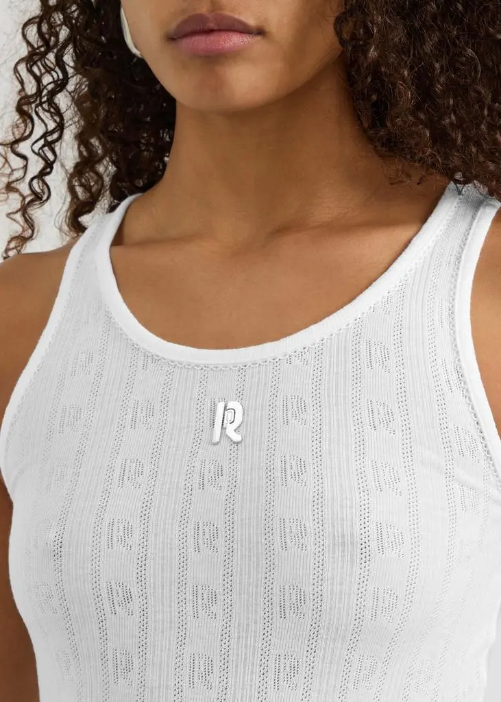 RABANNE Logo monogram pointelle cotton vest 5