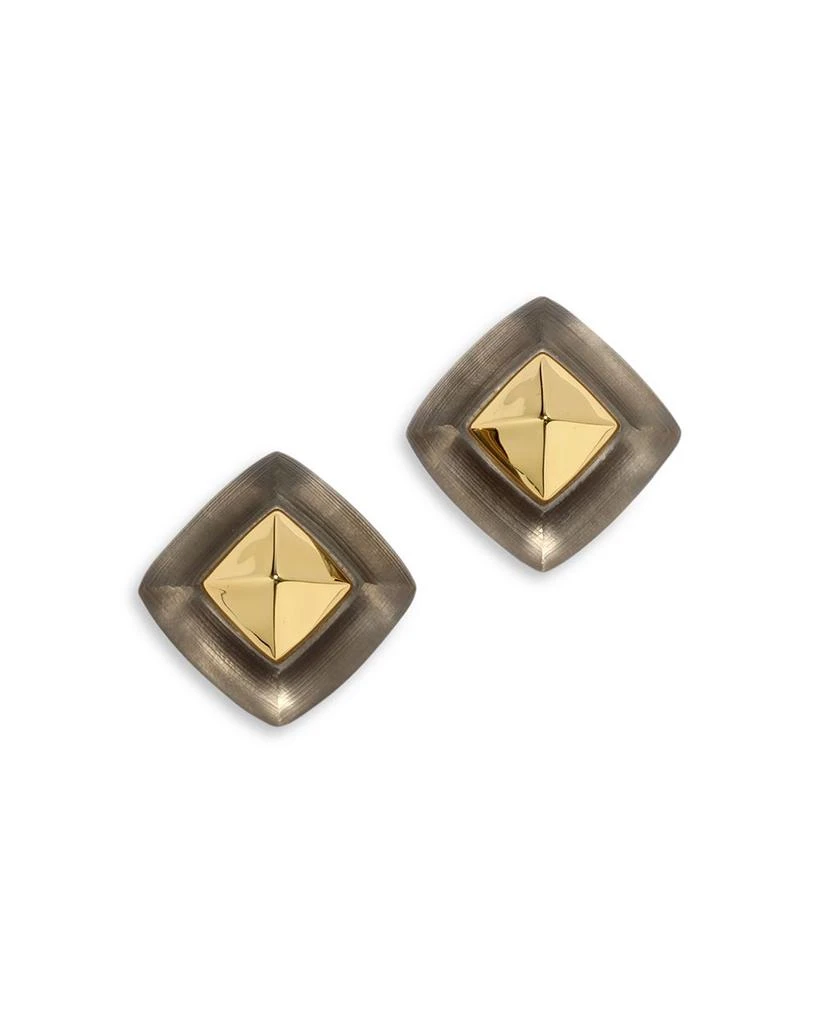 Alexis Bittar Luminous Lucite Armor Black Framed Diamond Shape Drop Earrings in 14K Gold Plated 1
